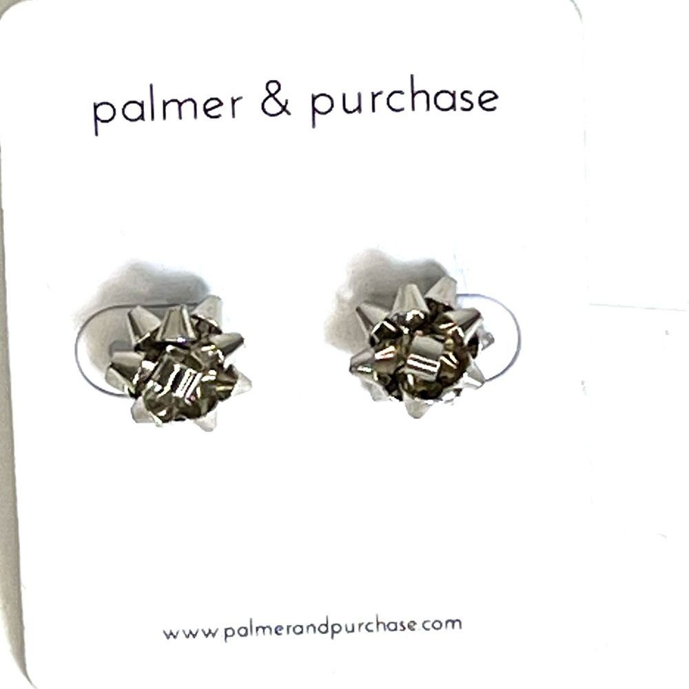 Silver Bow Earrings, Studs, Perfect for Christmas Time, Brand New